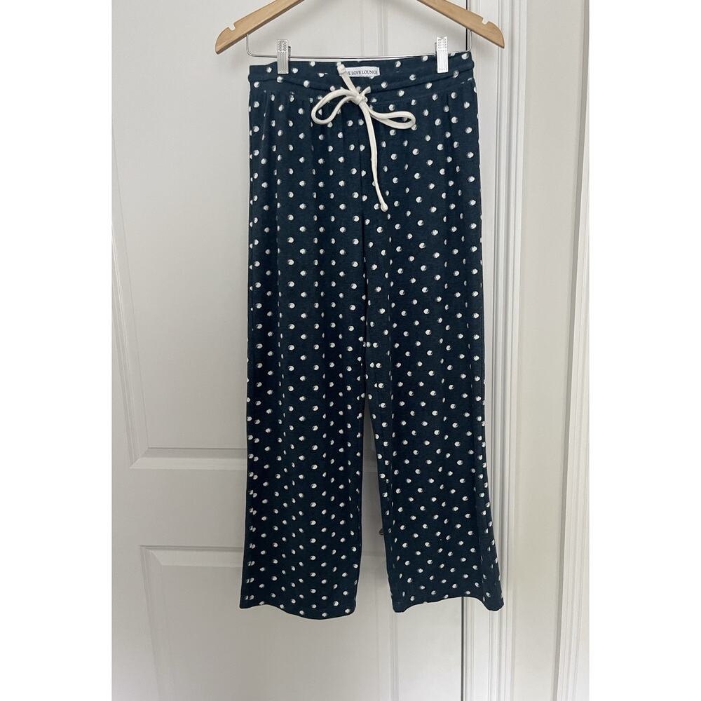 Live Love Lounge Women's Pajama Lounge Pants Sz S Blue polka dots NWOT